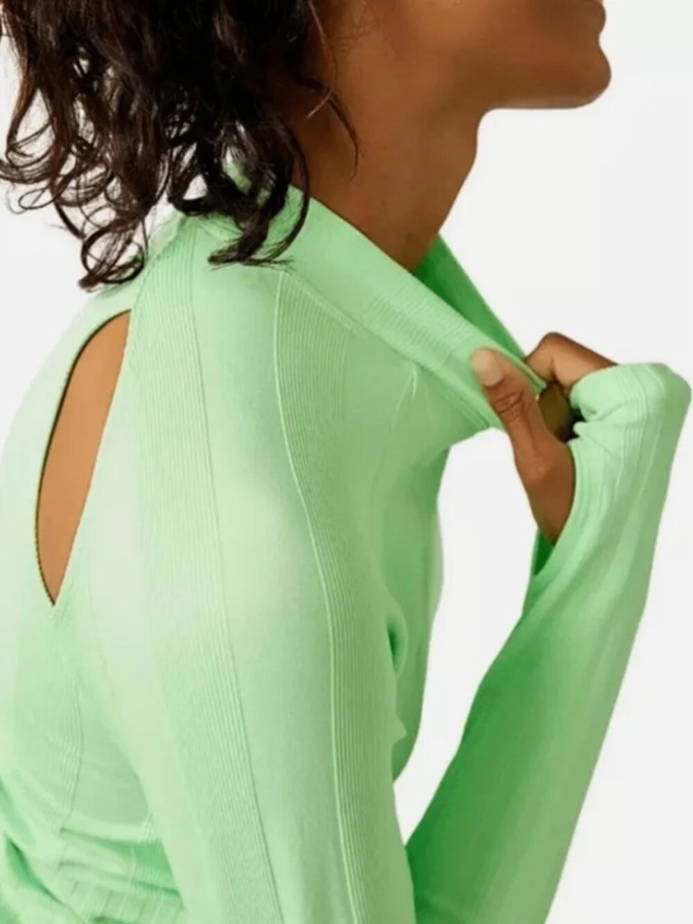 NWT FREE PEOPLE Movement Lime Long Sleeve Top Women's M-L - Picture 5 of 11